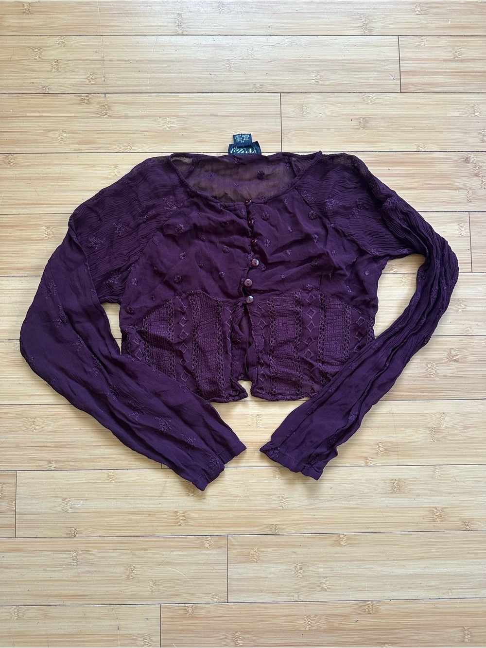 Passport Plum Button-Front Cropped Knit Cardigan